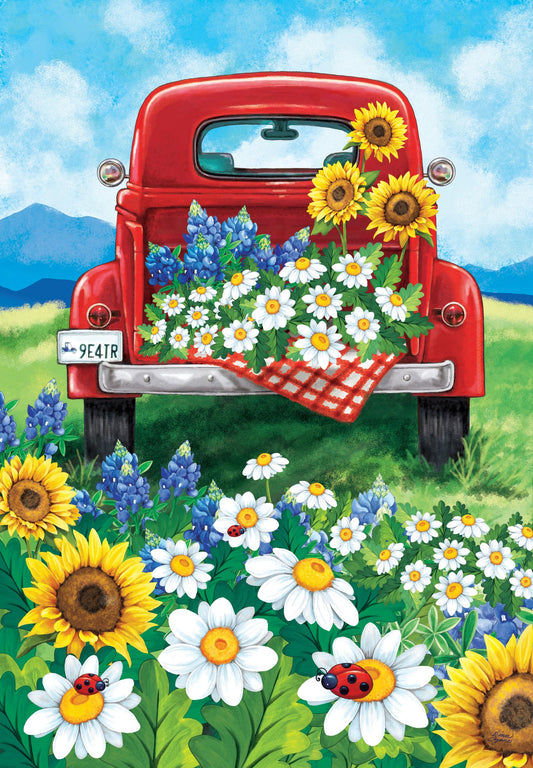 Red Truck Floral Garden Flag ( 3 items per case )