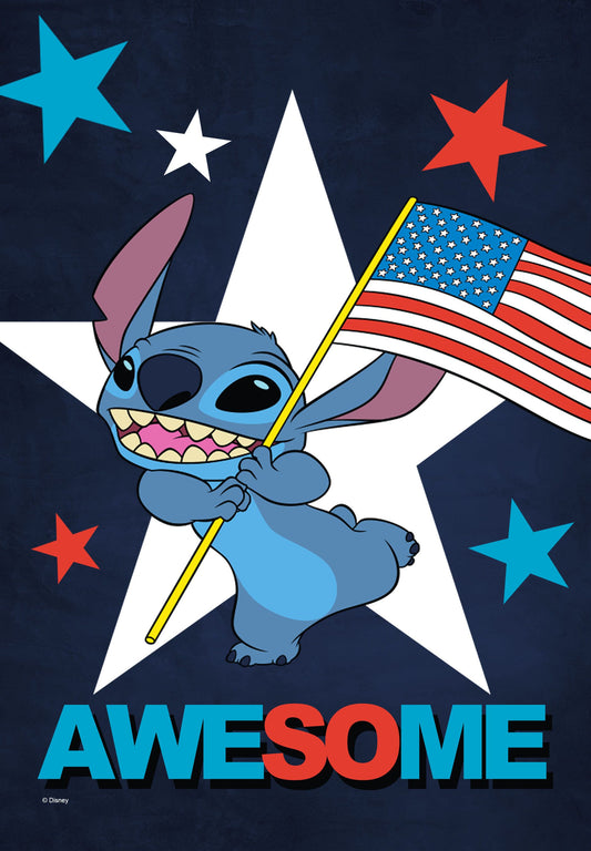 Disney Stitch Patriotic Awesome Garden Flag ( 3 items per case )