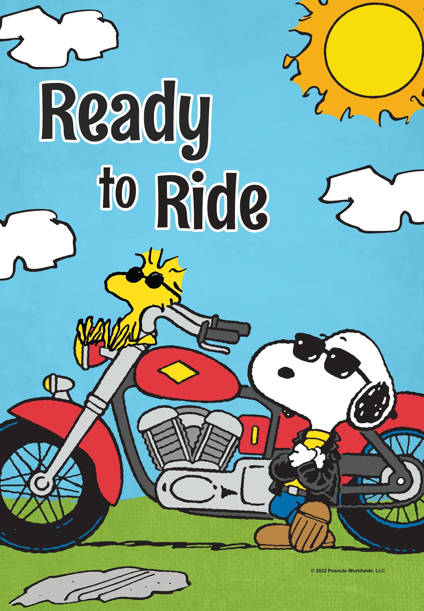 PEANUTS® Motorcycle Joe Snoopy Ready to Ride Garden Flag ( 3 items per case )