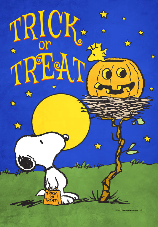 PEANUTS® Trick Or Treat House Of Jack Garden Flag ( 3 items per case )