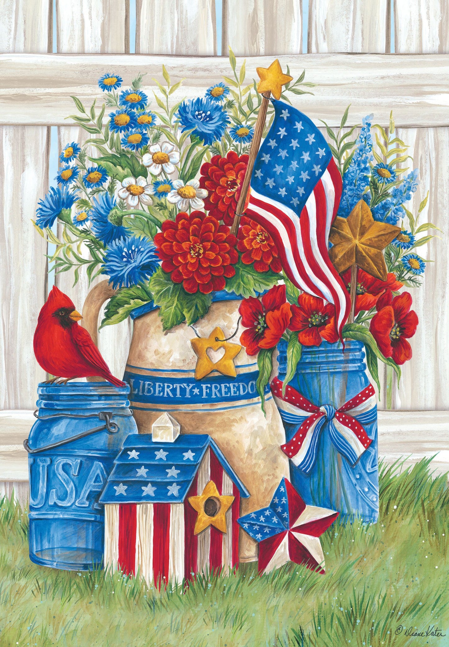 Patriotic Bouquet Garden Flag ( 3 items per case )