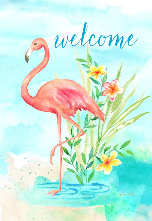 Watercolor Flamingo Garden Flag ( 3 items per case )