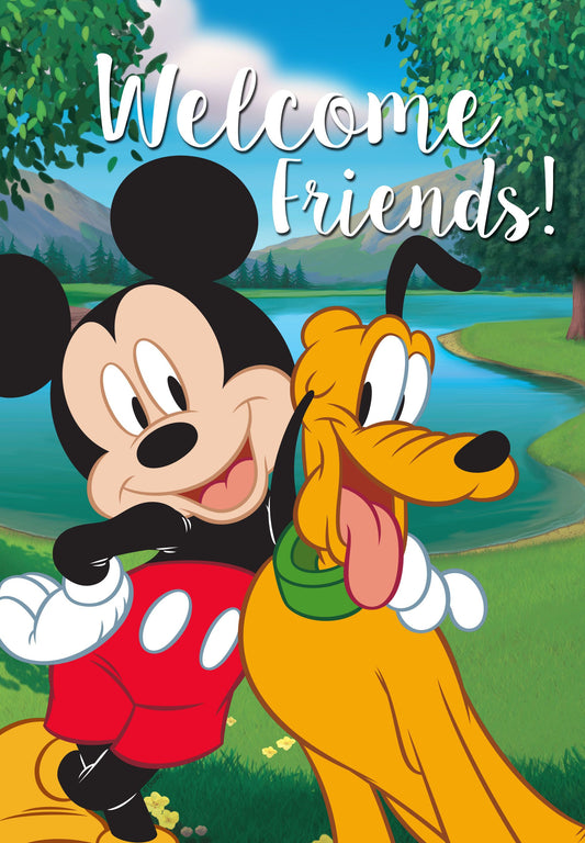 Disney Mickey & Pluto Welcome Friends Garden Flag ( 3 items per case )