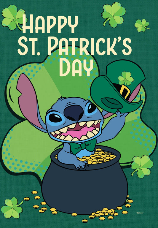 Disney Happy St. Patrick's Day Stitch Garden Flag ( 3 items per case )