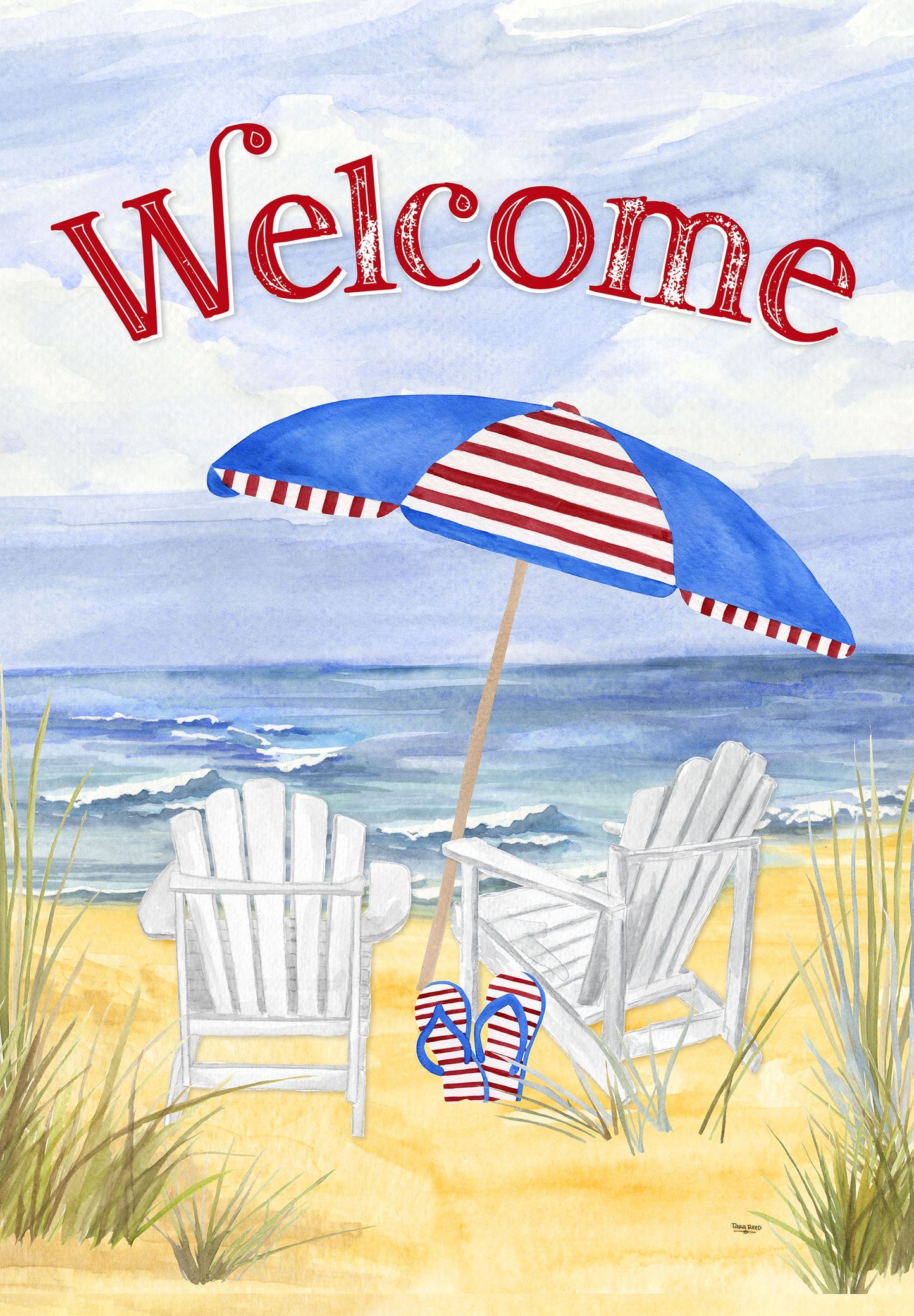 Patriotic Beach Chairs Garden Flag ( 3 items per case )